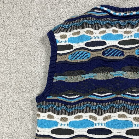 Vintage Sweater Women XL Blue 3D Textured Chunky Knit Colorful Coogi Style Cosby - Picture 7 of 12